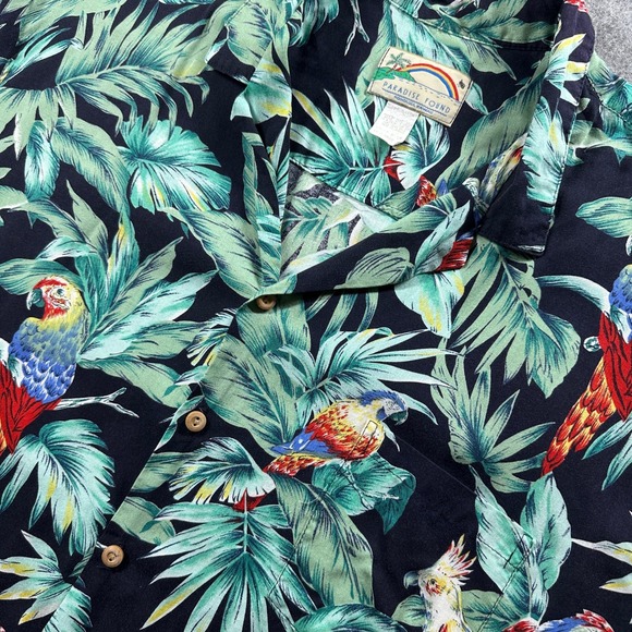 Paradise Found Other - Paradise Found Shirt Mens 3XL Black Tropical Parrot Tom Selleck Magnum Pi Hawaii